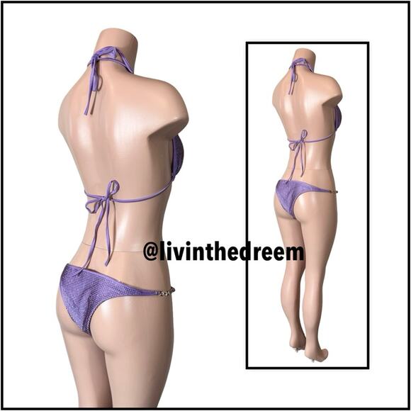 CIOCCOLATO CRYSTAL PURPLE Triangle Top & Skimpy Bottoms BIKINI $385 - Picture 9 of 16